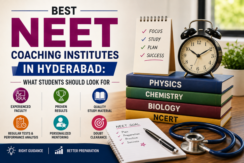 Best NEET coaching institutes in Hyderabad with study materials, medical books and preparation tools